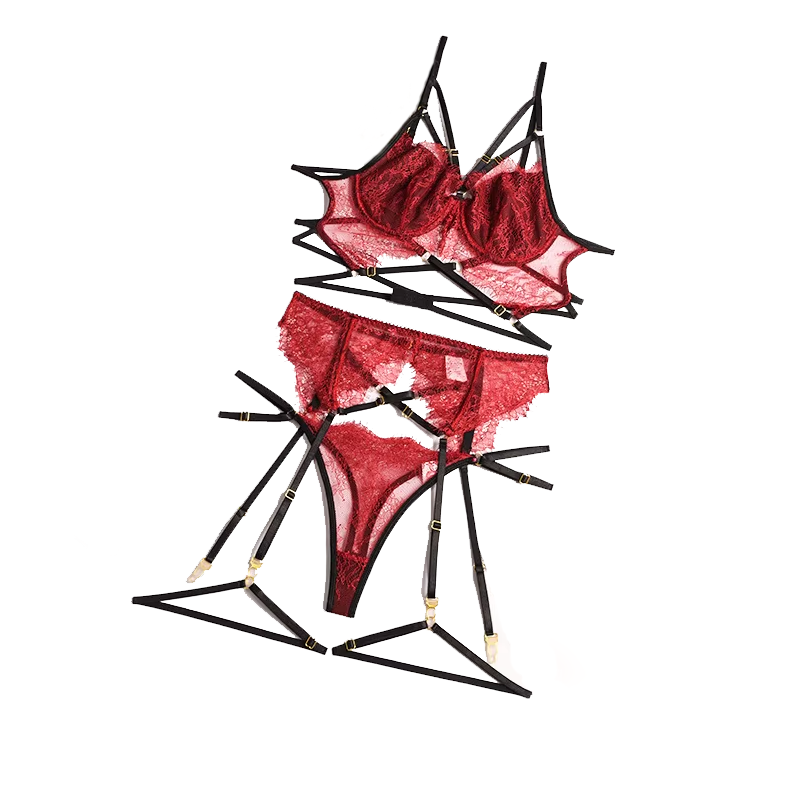 Lace Bralette Set - Lingerie renda seksi transparan, pakaian dalam
