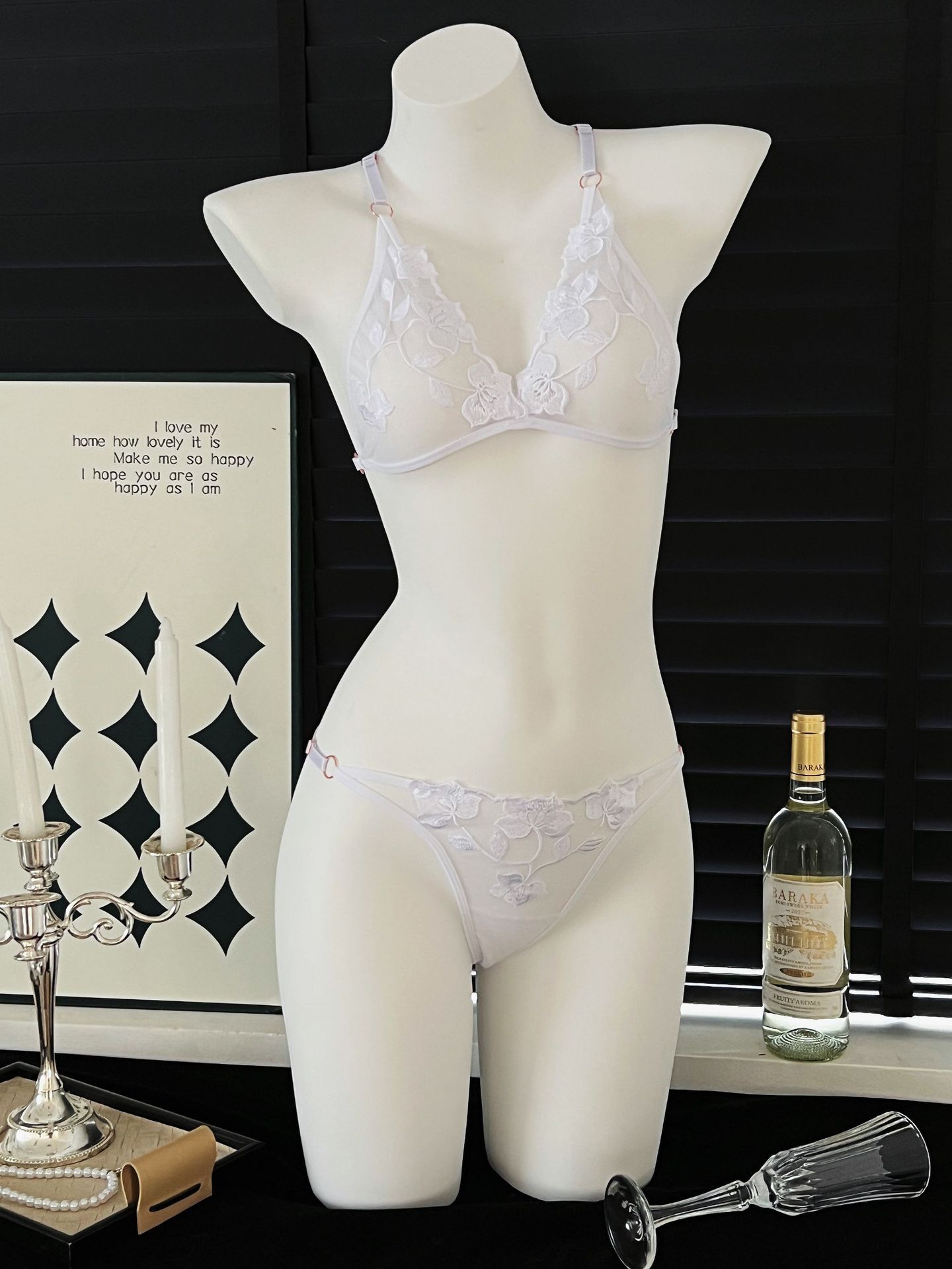 Set Bra Seksi Motif Bunga untu - Lace Bralette Set ulasan dan harga