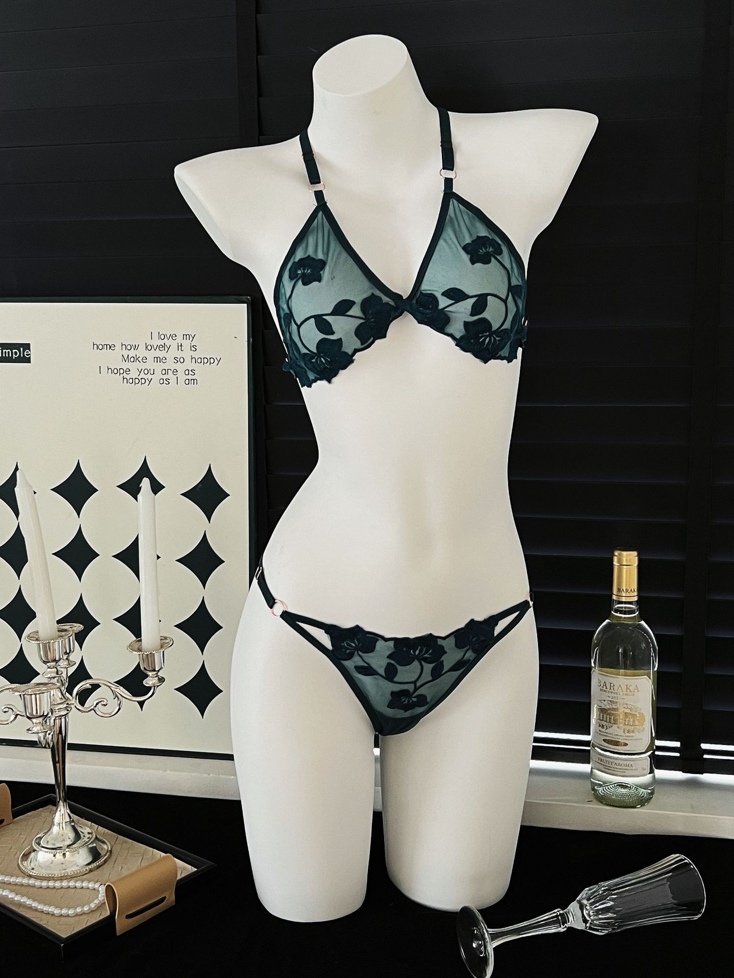 Set Bra Seksi Motif Bunga untu - Lace Bralette Set ulasan dan harga