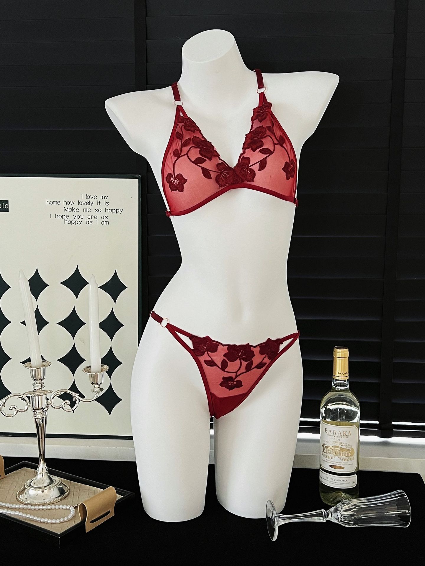 Set Bra Seksi Motif Bunga untu - Lace Bralette Set ulasan dan harga